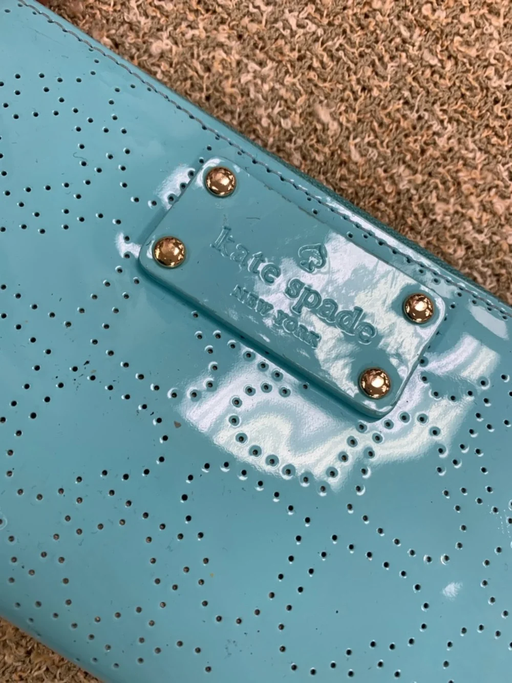 kate spade Turquoise Patent Zip-Around Wallet with Perforated Detail - Picture 2 of 10